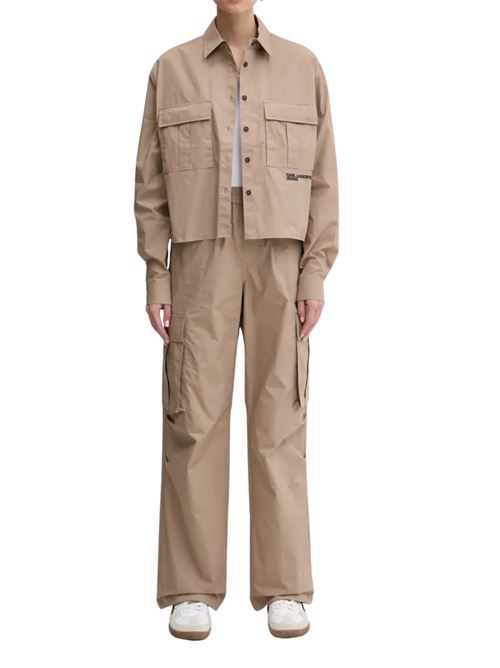 Pantalone cargo donna tortora in cotone bio Karl Lagerfeld jeans | A1W100621JH